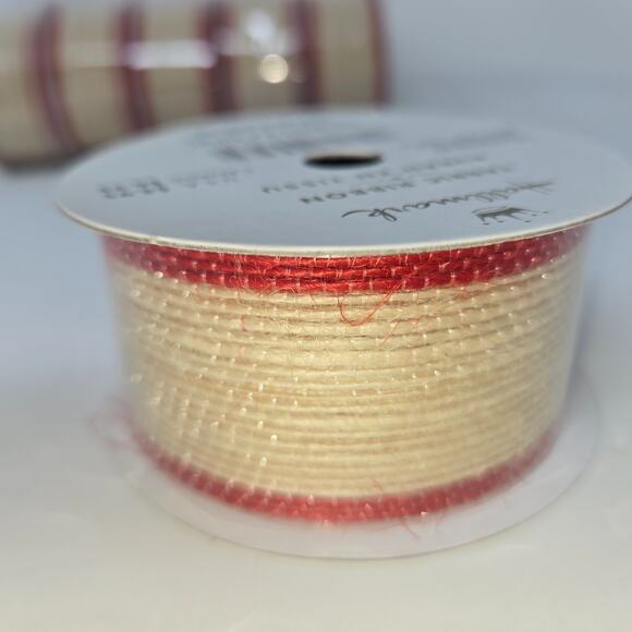 Hallmark Fabric Ribbon Beige Red 12 Rolls 1-3/8" x 4 Yards Each Sealed Bows - Picture 10 of 16